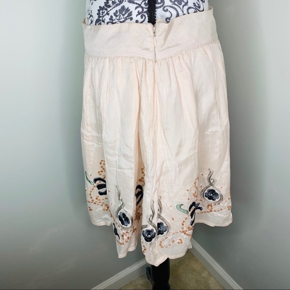 Willow & Clay Embroidered Skirt Size L Cream Boho Floral NWOT Feminine - Picture 4 of 9